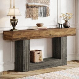 63-Inch Farmhouse Console Table, Narrow Entryway Sofa Table For Living Room - thumbnail 5