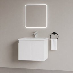 Plum&clay Complete Bathroom Suite Chrome Taps 600mm White Wall Hung Vanity Unit Bath Shower Screen Toilet Waste - thumbnail 2