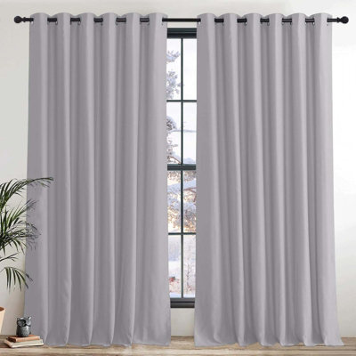 Imperial Rooms Blackout Curtain-Thermal Ready Made Eyelet Curtain (2 Panel) For Living Room Curtain Light Grey, (W)2.28Mx(L)2.28M - image 1