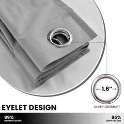Imperial Rooms Blackout Curtain-Thermal Ready Made Eyelet Curtain (2 Panel) For Living Room Curtain Light Grey, (W)2.28Mx(L)2.28M - thumbnail 4