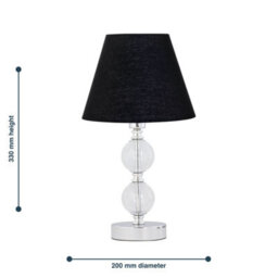 First Choice Lighting Chrome Two Ball Table Lamp With Black Shade - thumbnail 4