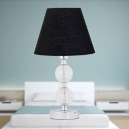 First Choice Lighting Chrome Two Ball Table Lamp With Black Shade - thumbnail 3