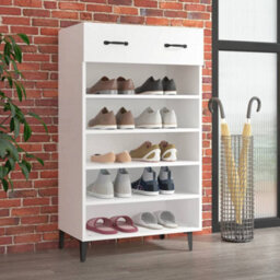 Berkfield Elegant Shoe Cabinet White 60X35X105 Cm Engineered Wood - thumbnail 2