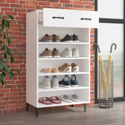 Berkfield Elegant Shoe Cabinet White 60X35X105 Cm Engineered Wood - thumbnail 3