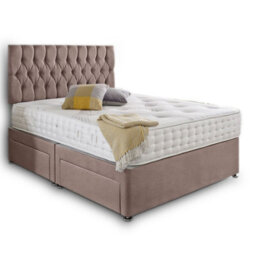 Dining Tables Beirut Matching Headboard Divan Set, 2 Drawer On Same Side With Sprung 1500 Comfort Mattress - Plush Dusty Pink - King - thumbnail 4