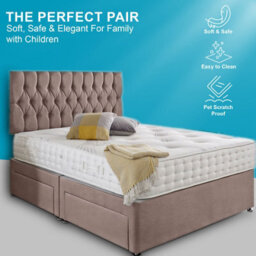 Dining Tables Beirut Matching Headboard Divan Set, 2 Drawer On Same Side With Sprung 1500 Comfort Mattress - Plush Dusty Pink - King - thumbnail 2