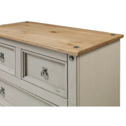 Chest Of Drawers Grey Wax Compact 2+3 5 Solid Wood Pine Wooden Bedroom - thumbnail 3