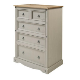 Chest Of Drawers Grey Wax Compact 2+3 5 Solid Wood Pine Wooden Bedroom - thumbnail 1