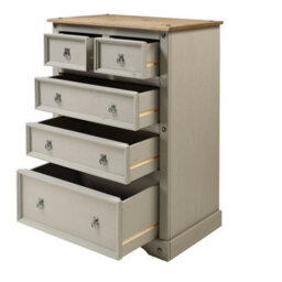Chest Of Drawers Grey Wax Compact 2+3 5 Solid Wood Pine Wooden Bedroom - thumbnail 5