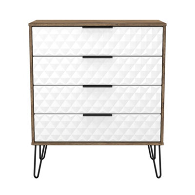 Anzio Matt Vintage Oak Effect 4 Drawer Chest (H)907mm (W)765mm (D)395mm - image 1