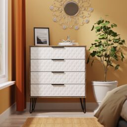 Anzio Matt Vintage Oak Effect 4 Drawer Chest (H)907mm (W)765mm (D)395mm - thumbnail 5