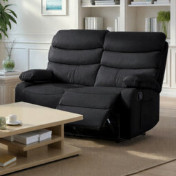 Kidsaw 2 Seater Manual Recliner Sofa Black Pu Fabric - thumbnail 1