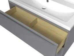 GoodHome Imandra Gloss Grey Wall-Mounted Bathroom Vanity Unit (H) 600mm (W) 1000mm - thumbnail 3