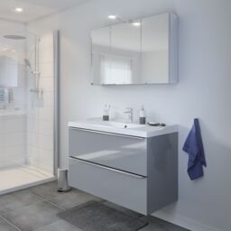 GoodHome Imandra Gloss Grey Wall-Mounted Bathroom Vanity Unit (H) 600mm (W) 1000mm - thumbnail 4
