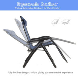 Costway Folding Zero Gravity Chair Lounge Chaise Chair Recliner With Detachable Headrest - thumbnail 6