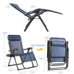 Costway Folding Zero Gravity Chair Lounge Chaise Chair Recliner With Detachable Headrest - thumbnail 2