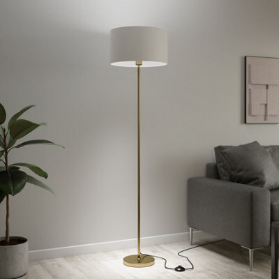 GoodHome Willet Satin Antique Brass Effect Floor Lamp Base - image 1