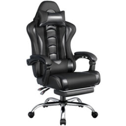Yaheetech Full Ergonomic Gaming Chair With Slide Out Footrest - Black - thumbnail 2