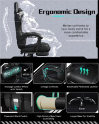 Yaheetech Full Ergonomic Gaming Chair With Slide Out Footrest - Black - thumbnail 7