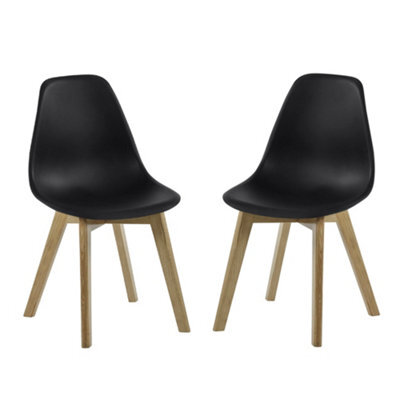 Oakham Alderley Premium Black Plastic Dining Chairs With Wooden Legs - Set Of 2 - image 1