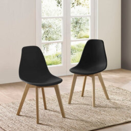 Oakham Alderley Premium Black Plastic Dining Chairs With Wooden Legs - Set Of 2 - thumbnail 5