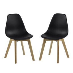 Oakham Alderley Premium Black Plastic Dining Chairs With Wooden Legs - Set Of 2 - thumbnail 1