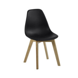 Oakham Alderley Premium Black Plastic Dining Chairs With Wooden Legs - Set Of 2 - thumbnail 2