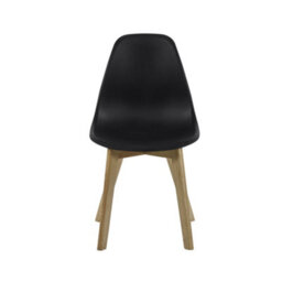 Oakham Alderley Premium Black Plastic Dining Chairs With Wooden Legs - Set Of 2 - thumbnail 3