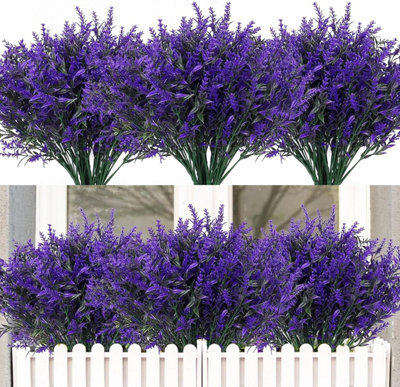 16 Pack Artificial Lavender Flowers For Plants, Uv Resistant, Fake Plastic Outdoor Home And Garden Decoration (Purple) - image 1