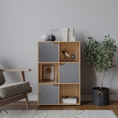 Urbn-Living 6-Cube Shelving Unit With Geo Doors - image 1