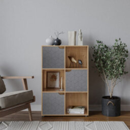 Urbn-Living 6-Cube Shelving Unit With Geo Doors - thumbnail 1