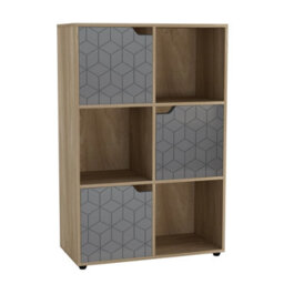 Urbn-Living 6-Cube Shelving Unit With Geo Doors - thumbnail 2