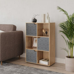 Urbn-Living 6-Cube Shelving Unit With Geo Doors - thumbnail 3