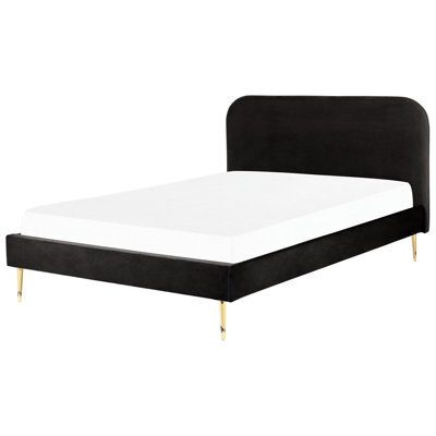 Beliani Bed Velvet Flayat 180 X 200 Cm (Eu Super King) Black - image 1