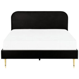 Beliani Bed Velvet Flayat 180 X 200 Cm (Eu Super King) Black - thumbnail 4
