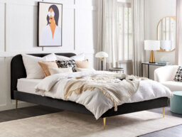Beliani Bed Velvet Flayat 180 X 200 Cm (Eu Super King) Black - thumbnail 2