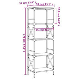 Berkfield Bookcase 5-Tier Black 59X35X171 Cm Engineered Wood - thumbnail 9