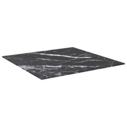 Berkfield Table Top Black 60X60 Cm 6 mm Tempered Glass With Marble Design - thumbnail 2