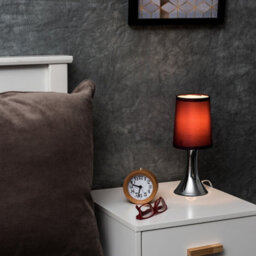 Valuelights Modern Chrome Trumpet Touch Table Lamp With Purple Fabric Shade - thumbnail 4