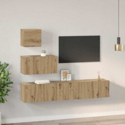 Berkfield Tv Unit Set 4 Pcs Artisan Oak 80 X 30 X 30 Cm Engineered Wood - thumbnail 4