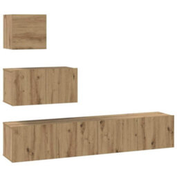 Berkfield Tv Unit Set 4 Pcs Artisan Oak 80 X 30 X 30 Cm Engineered Wood - thumbnail 2