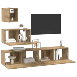 Berkfield Tv Unit Set 4 Pcs Artisan Oak 80 X 30 X 30 Cm Engineered Wood - thumbnail 3