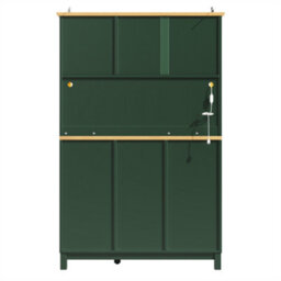 Abrihome Sideboard, Storage Cabinet, Kitchen Cabinet, Buffet Cabinet, Farmhouse Style, 5 Doors, With Led Light Strip & Drink Holders, Green - thumbnail 7