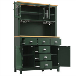 Abrihome Sideboard, Storage Cabinet, Kitchen Cabinet, Buffet Cabinet, Farmhouse Style, 5 Doors, With Led Light Strip & Drink Holders, Green - thumbnail 9