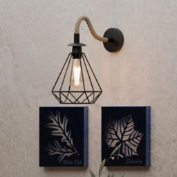 Ledsone Wall Sconce Wall Light Industrial Hemp Rope Wall Lamp Metal E27 Retro Black Wall Lighting Fixtures - thumbnail 5