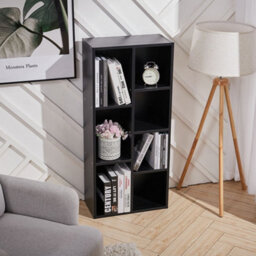 Living And Home Black Wooden Bookcase Bookshelf Storage Shelving Unit 105 Cm H - thumbnail 1