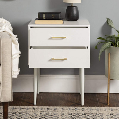 Urbn-Living Urbnliving 16Cm Height Two Drawer White Wooden Bedside Nightstand Wood Sofa End Table Storage Drawers - image 1