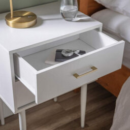 Urbn-Living Urbnliving 16Cm Height Two Drawer White Wooden Bedside Nightstand Wood Sofa End Table Storage Drawers - thumbnail 3
