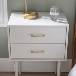Urbn-Living Urbnliving 16Cm Height Two Drawer White Wooden Bedside Nightstand Wood Sofa End Table Storage Drawers - thumbnail 4
