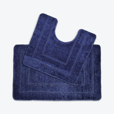 Allure Bath Fashions Two Piece Non-Slip Bath Mat And Pedestal Mat Set - Navy - image 1